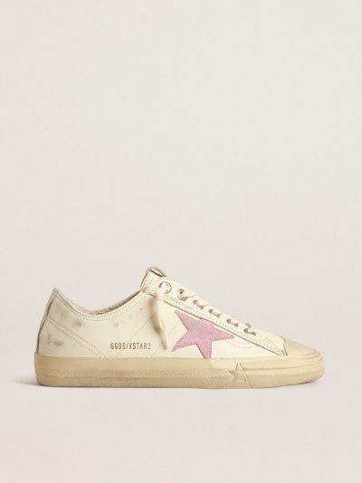 Women's V-Star in beige nappa leather with old-rose suede star